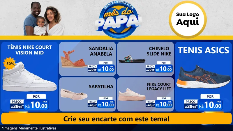 Modelo de TV para TV Horizontal com o tema Ofertas Imperdíveis Mês Do Papai para Calçados