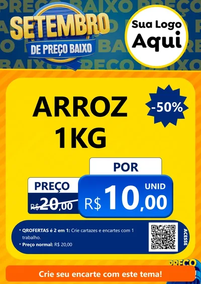 Modelo de Cartaz para Cartaz A4 Vertical com o tema Setembro De Preço Baixo para Supermercado