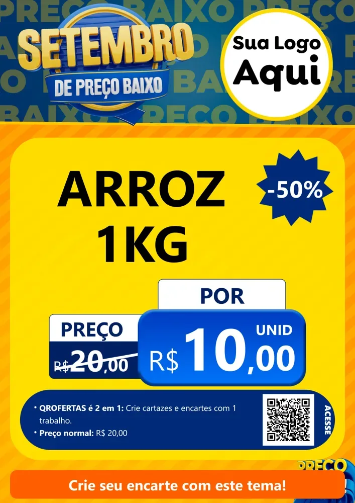 Modelo de Cartaz para Cartaz A4 Vertical com o tema Setembro De Preço Baixo para Supermercado