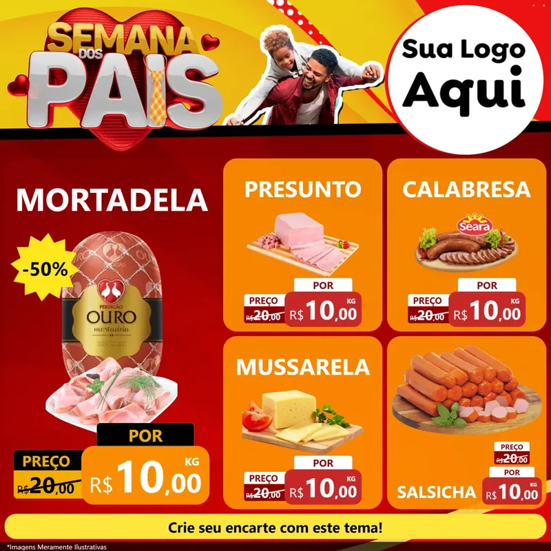 Modelo de Rede Social para Feed Facebook com o tema Semana Dos Pais para Frios e Laticínios