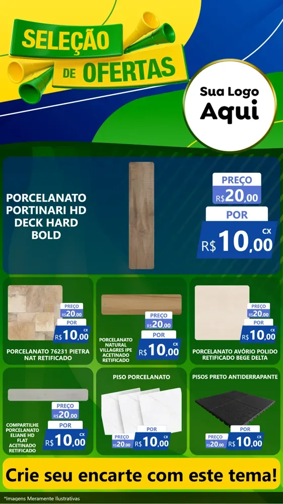 Modelo de Rede Social para Stories com o tema Seleção de Ofertas - Copa para Pisos e revestimentos