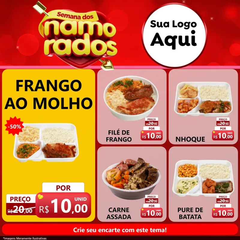 Modelo de Rede Social para Feed Facebook com o tema Semana dos namorados para Restaurante