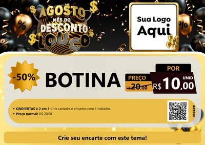 Modelo de Cartaz para Cartaz A4 Horizontal com o tema Agosto Mês do Desconto Louco para Agropecuária