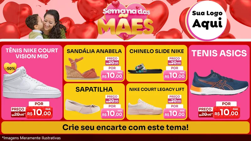 Modelo de TV para TV Horizontal com o tema Semana Das Mães para Calçados