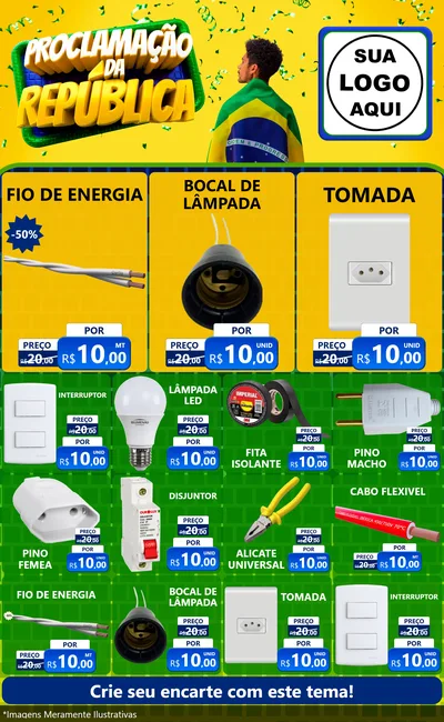 Modelo de Encarte para Encarte Grande com o tema Proclamação da República para Materiais Elétricos