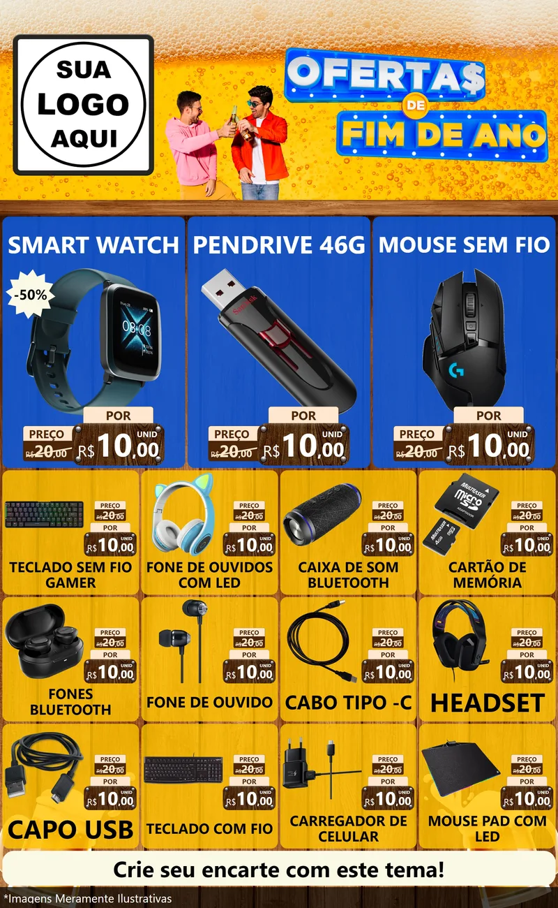Modelo de Encarte para Encarte Grande com o tema Ofertas de Fim de Ano para Informática
