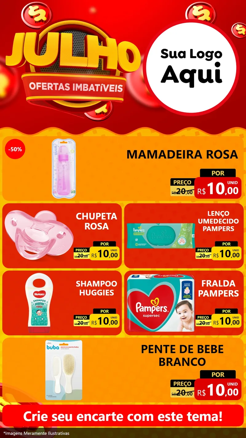 Modelo de TV para TV Vertical com o tema Julho Ofertas Imbatíveis para Bebês