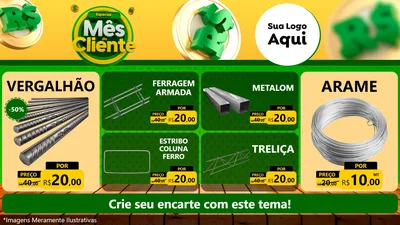 Modelo de TV para TV Horizontal com o tema Especial Mês do Cliente para Ferragens