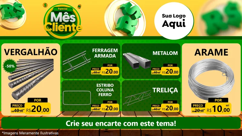 Modelo de TV para TV Horizontal com o tema Especial Mês do Cliente para Ferragens