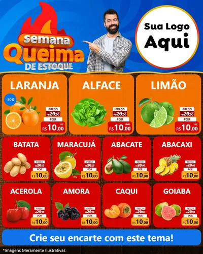 Modelo de Rede Social para Feed Instagram com o tema Semana Queima de Estoque para Hortifrúti