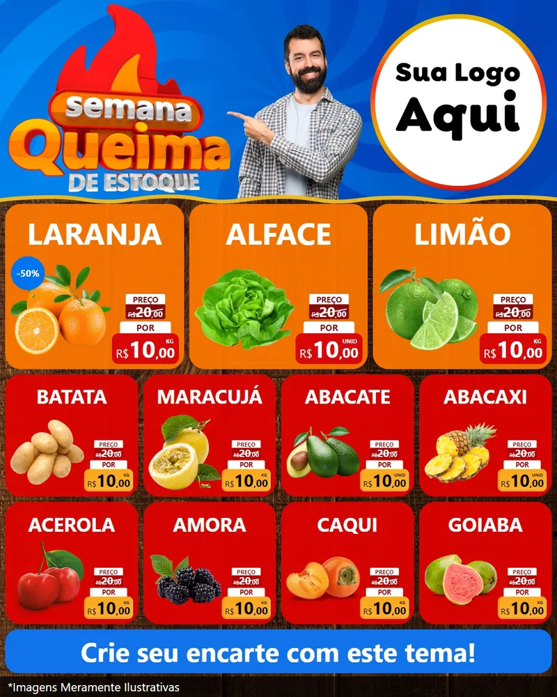 Modelo de Rede Social para Feed Instagram com o tema Semana Queima de Estoque para Hortifrúti
