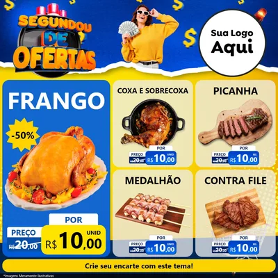 Modelo de Rede Social para Feed Facebook com o tema Segundou de Ofertas para Assados
