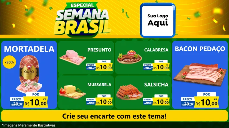 Modelo de TV para TV Horizontal com o tema Especial Semana do Brasil para Frios e Laticínios