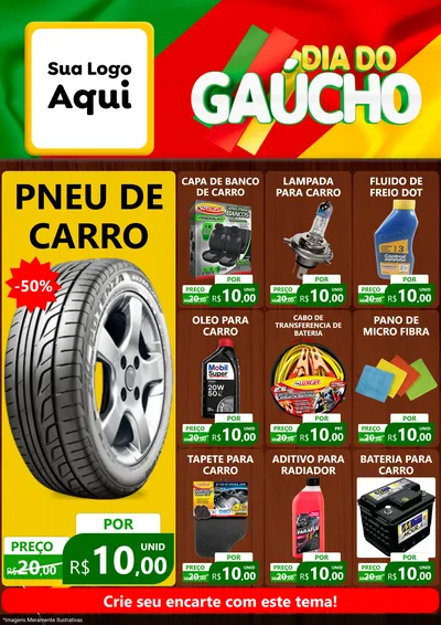 Modelo de Encarte para Encarte A4 Vertical com o tema Dia do Gaúcho para Auto peças
