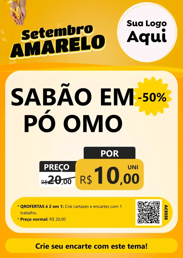 Modelo de Cartaz para Cartaz A4 Vertical com o tema Setembro Amarelo para Produtos de Limpeza