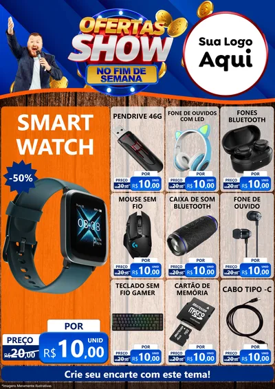 Modelo de Encarte para Encarte A4 Vertical com o tema Ofertas Show No Fim De Semana para Informática