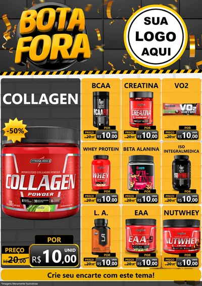 Modelo de Encarte para Encarte A4 Vertical com o tema Bota Fora para Suplementos alimentares