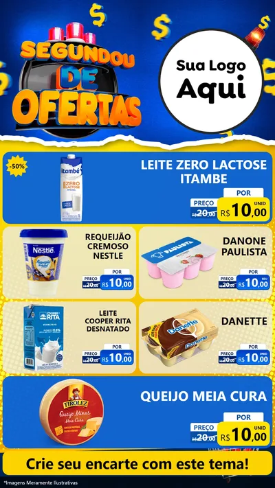 Modelo de TV para TV Vertical com o tema Segundou de Ofertas para Frios e Laticínios