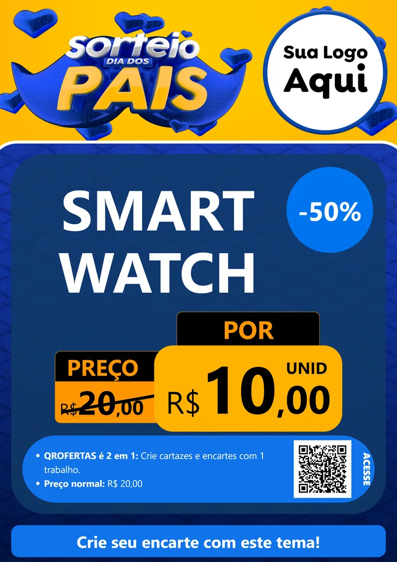 Modelo de Cartaz para Cartaz A4 Vertical com o tema Sorteio Dia dos Pais para Informática