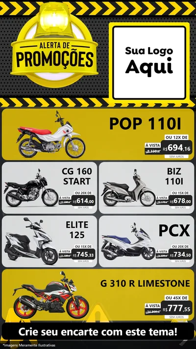 Modelo de TV para TV Vertical com o tema Alerta de Promoções para Concessionaria de Motos