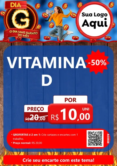 Modelo de Cartaz para Cartaz A4 Vertical com o tema Dia G - O Dia Mais Barato Do Mês para Farmácia