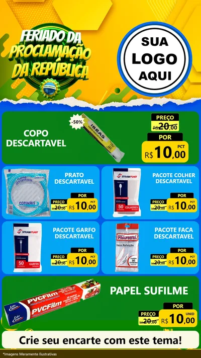 Modelo de TV para TV Vertical com o tema Feriado da Proclamação da República para Embalagens