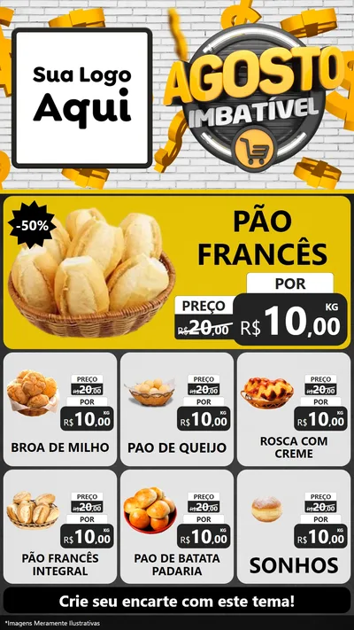 Modelo de Rede Social para Stories com o tema Agosto imbatível para Padaria
