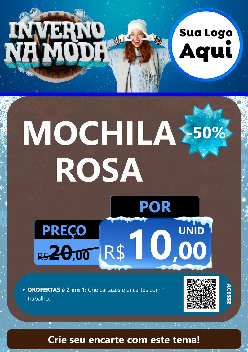 Modelo de Cartaz para Cartaz A4 Vertical com o tema Inverno na Moda para Papelaria