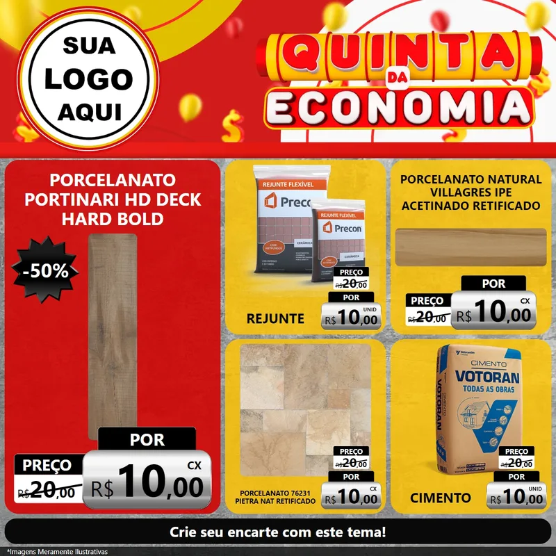 Modelo de Rede Social para Feed Facebook com o tema Quinta da Economia para Pisos e revestimentos