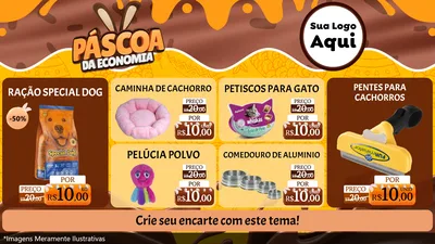 Modelo de TV para TV Horizontal com o tema Páscoa da Economia para Pet Shop