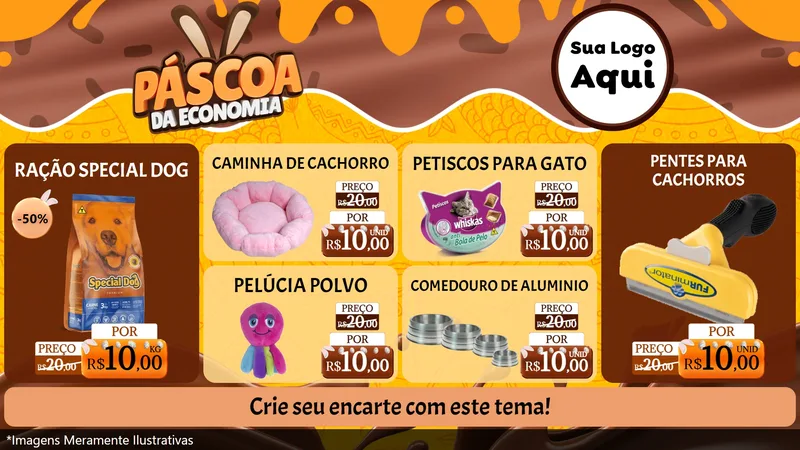 Modelo de TV para TV Horizontal com o tema Páscoa da Economia para Pet Shop