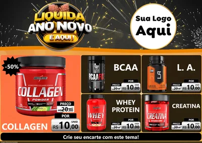 Modelo de Encarte para Encarte A4 Horizontal com o tema Liquida Ano Novo É Aqui! para Suplementos alimentares