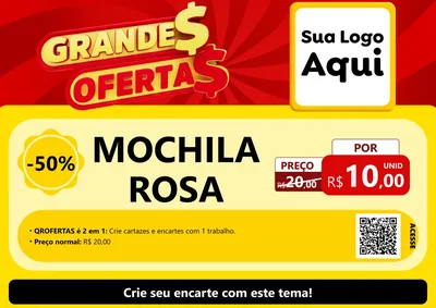 Modelo de Cartaz para Cartaz A4 Horizontal com o tema Grandes Ofertas para Papelaria