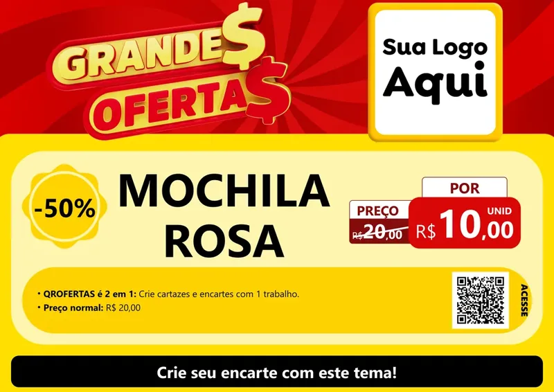 Modelo de Cartaz para Cartaz A4 Horizontal com o tema Grandes Ofertas para Papelaria