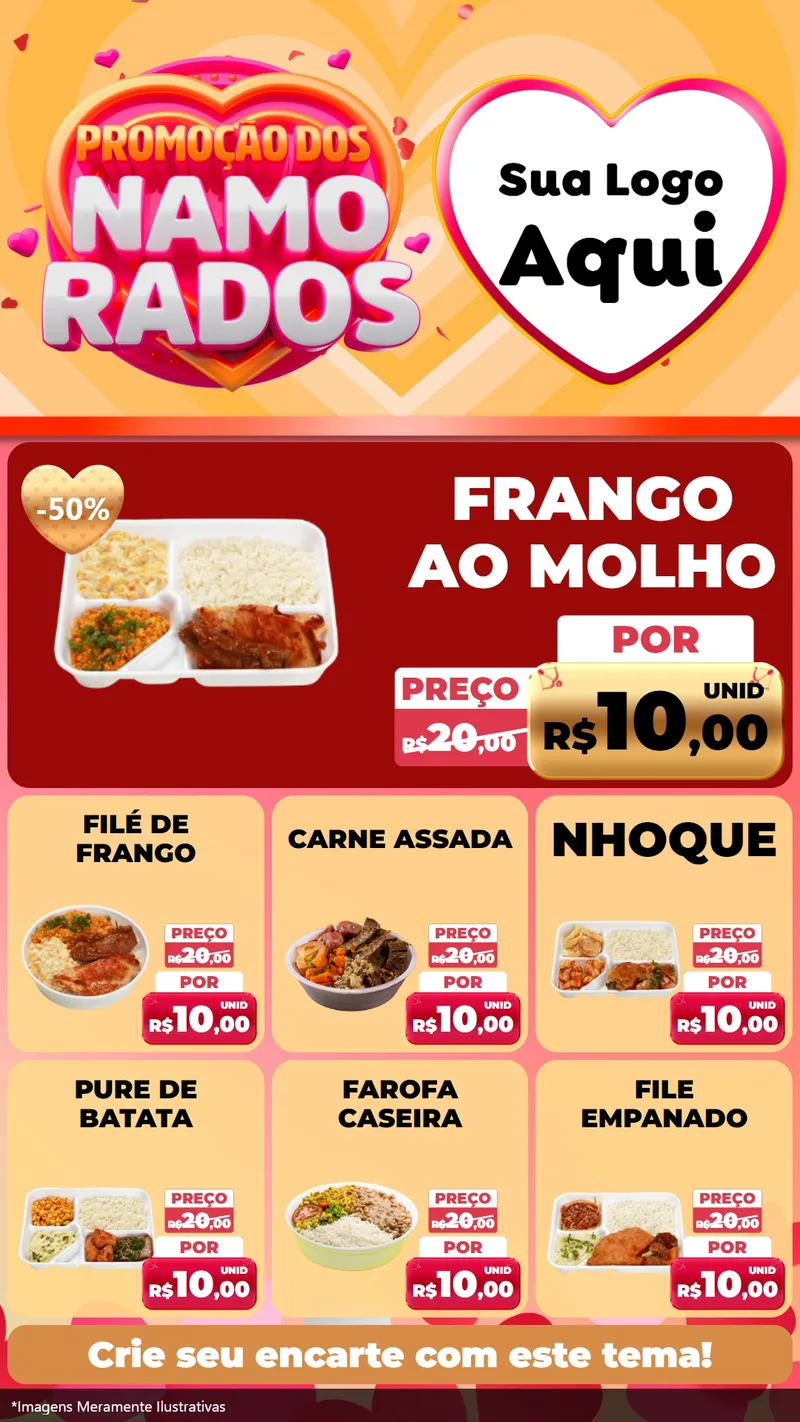 Modelo de Rede Social para Stories com o tema Promoção dos Namorados para Restaurante