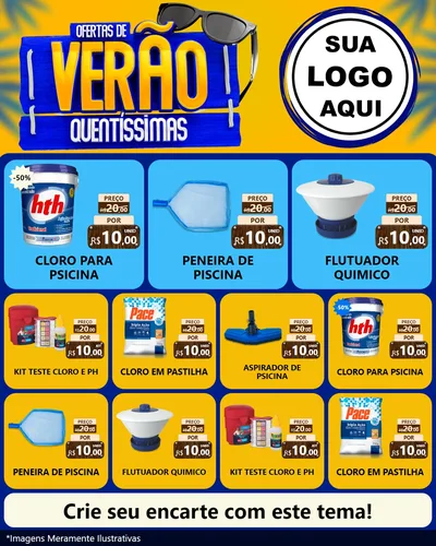 Modelo de Rede Social para Feed Instagram com o tema Ofertas de Verão Quentíssimas para Produtos para Piscina
