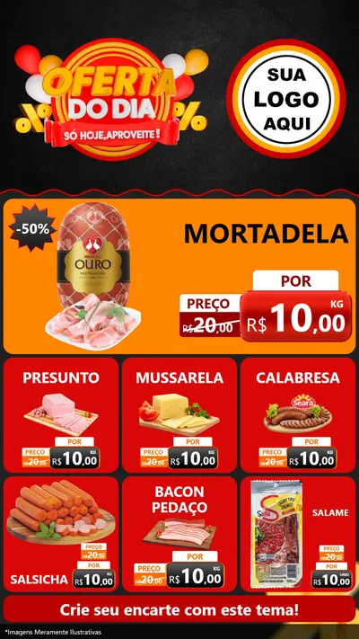 Modelo de Rede Social para Stories com o tema Oferta do Dia - Só hoje, Aproveite! para Frios e Laticínios