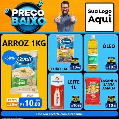 Modelo de Rede Social para Feed Facebook com o tema Preço Baixo para Supermercado