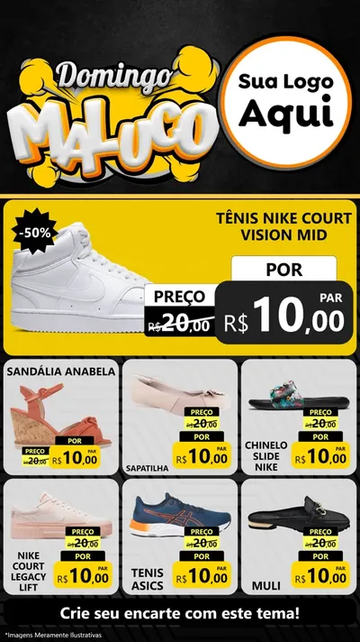 Modelo de Rede Social para Stories com o tema Domingo Maluco para Calçados