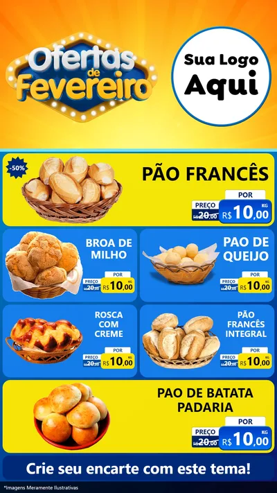 Modelo de TV para TV Vertical com o tema Ofertas de Fevereiro para Padaria
