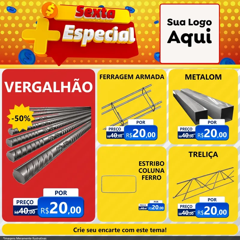 Modelo de Rede Social para Feed Facebook com o tema Sexta Mais Especial para Ferragens