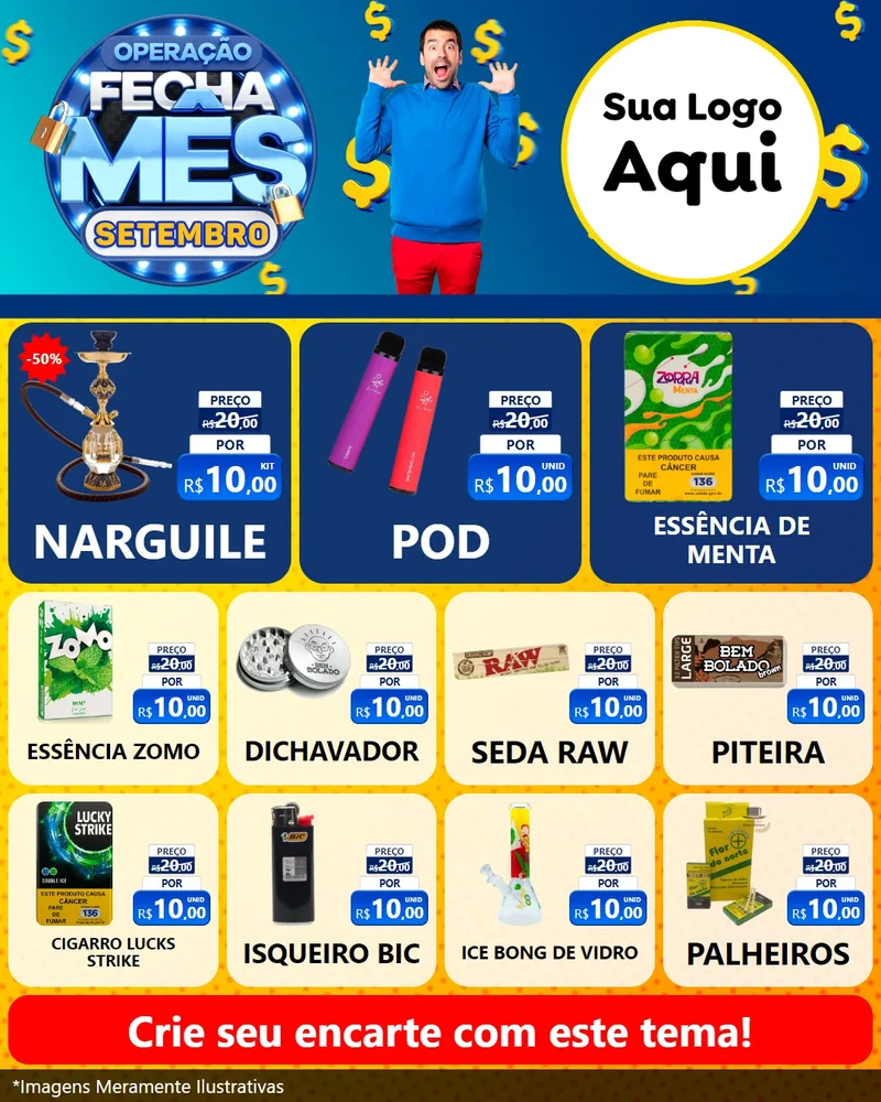 Modelo de Rede Social para Feed Instagram com o tema Operação Fecha Mês Setembro para Tabacaria
