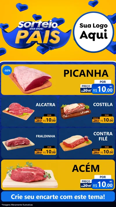 Modelo de TV para TV Vertical com o tema Sorteio Dia dos Pais para Açougue