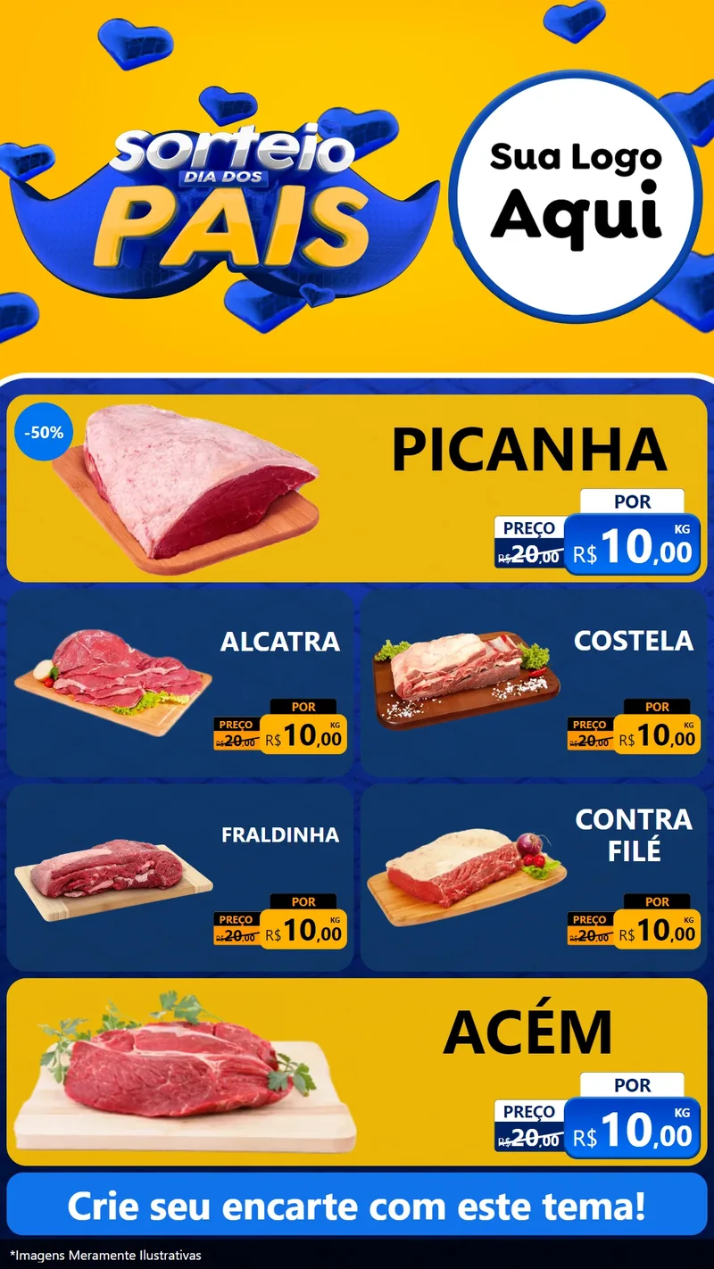 Modelo de TV para TV Vertical com o tema Sorteio Dia dos Pais para Açougue
