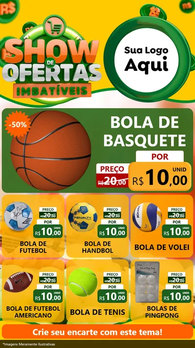 Modelo de Rede Social para Stories com o tema Show de Ofertas Imbatíveis para Artigos Esportivos