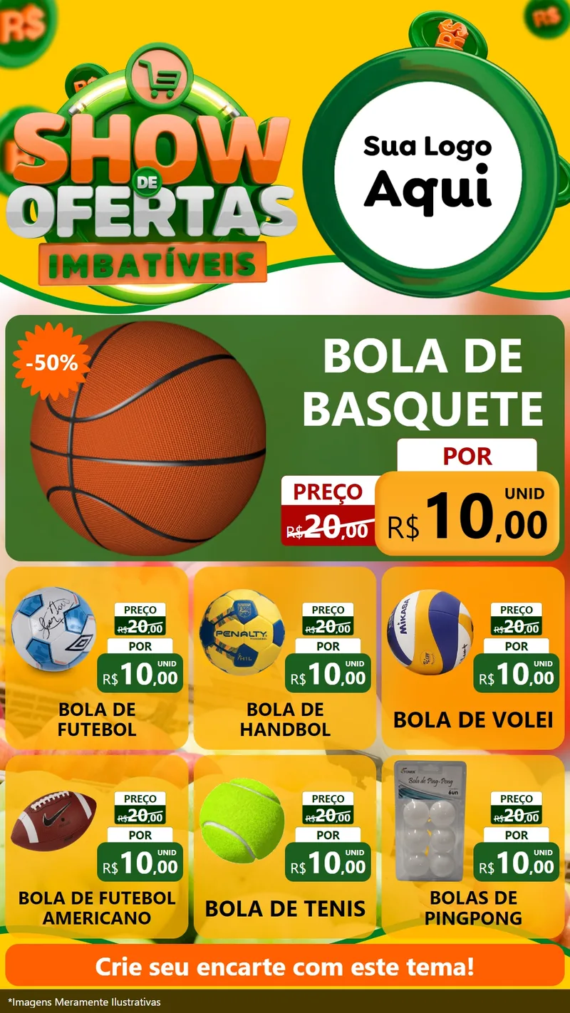 Modelo de Rede Social para Stories com o tema Show de Ofertas Imbatíveis para Artigos Esportivos