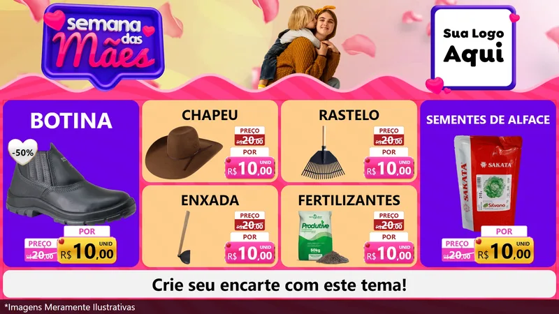 Modelo de TV para TV Horizontal com o tema Semana das Mães para Agropecuária