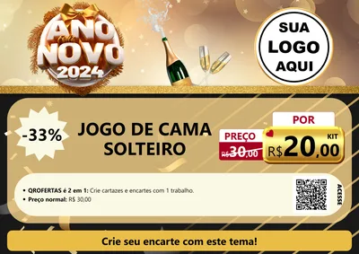 Modelo de Cartaz para Cartaz A4 Horizontal com o tema Feliz Ano Novo 2027 para Cama, Mesa e Banho