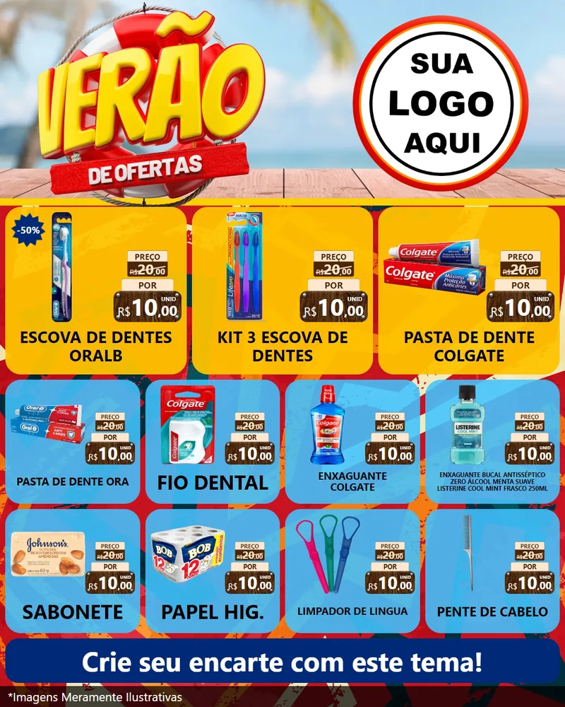 Modelo de Rede Social para Feed Instagram com o tema Verão de Ofertas para Higiene Pessoal