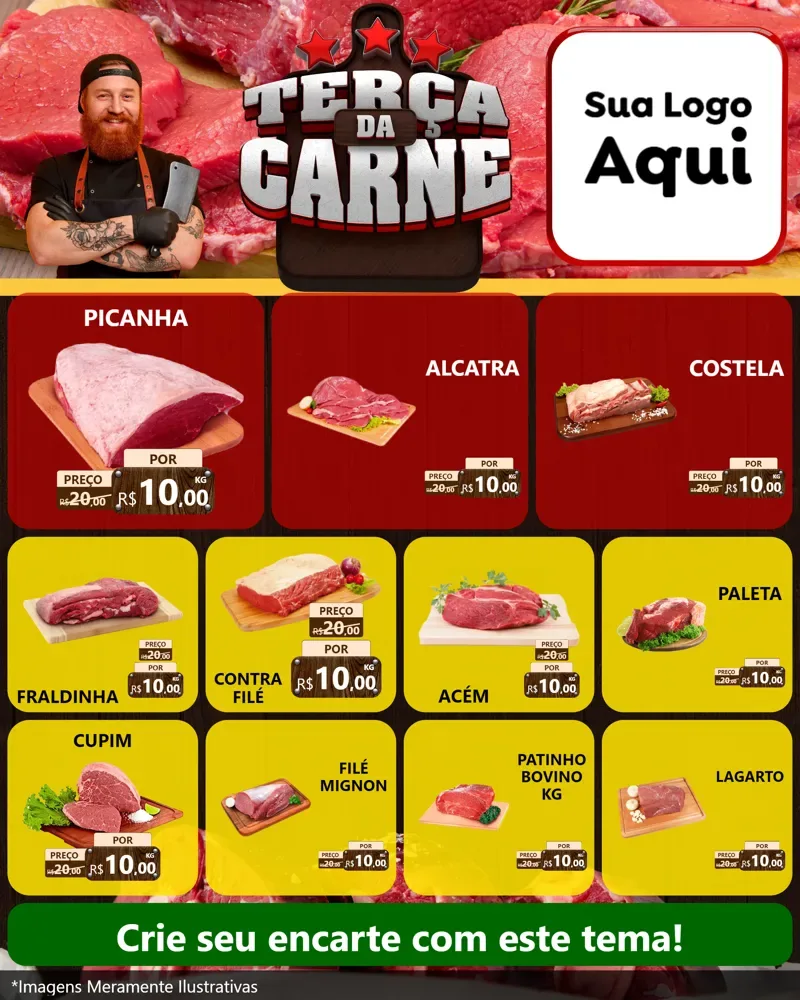 Modelo de Rede Social para Feed Instagram com o tema Terça da Carne para Açougue